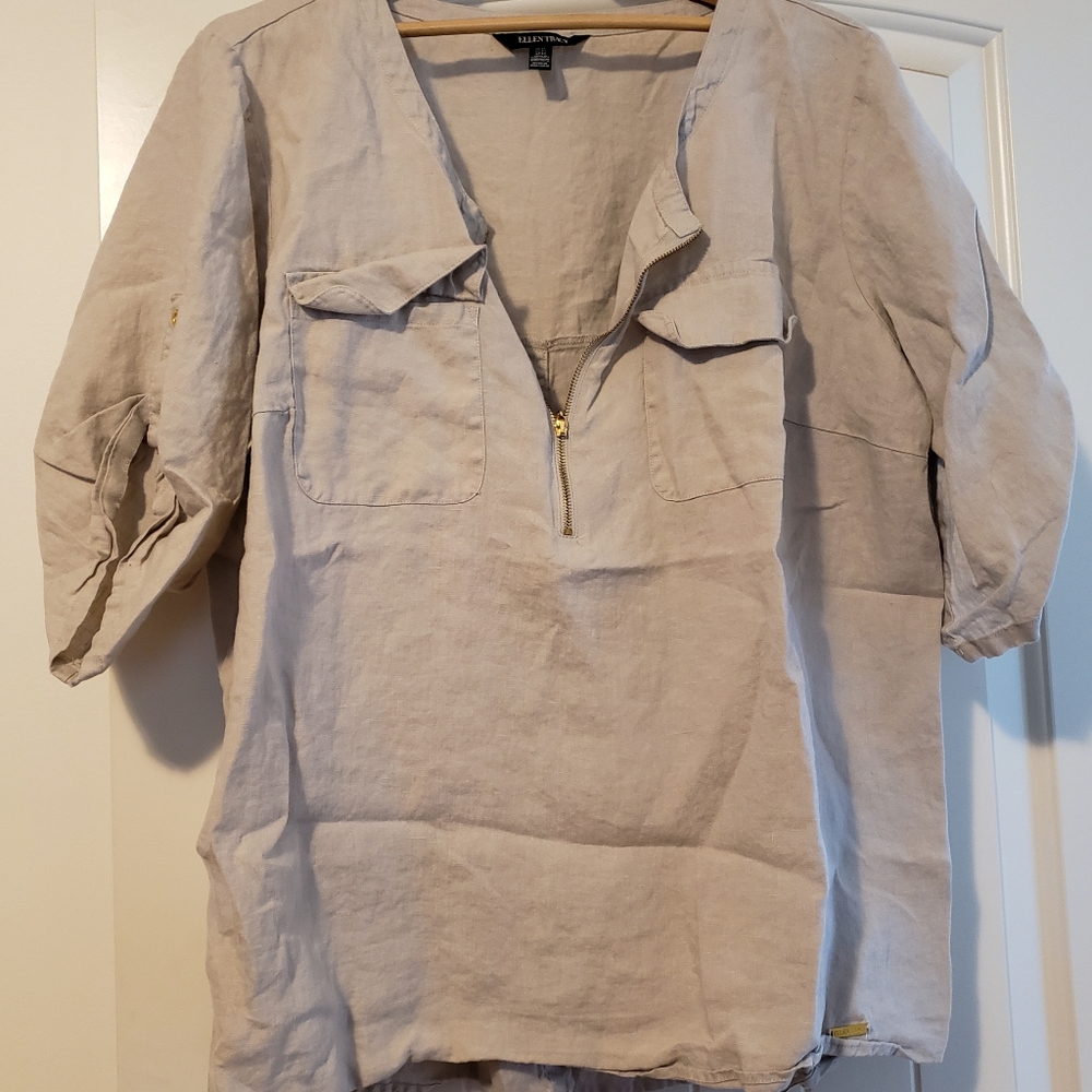 Lovely wrinkled 2XL linen sand color tunic.
